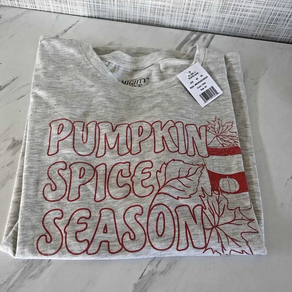Pumpkin Spice Season Leaf Fall Vibes Short Sleeve Heather Gray T Shirt 0X/1X BxI